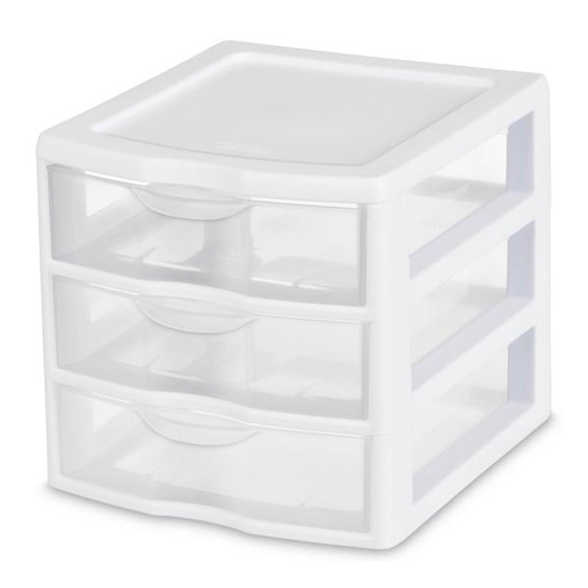 Sterilite 18-Pack Plastic Storage Organizer Drawers, 3 Drawer Organizers, Clearview, White