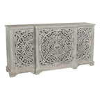 Kosas Home Aurora 4-Door Transitional Mango Wood Sideboard in Gray