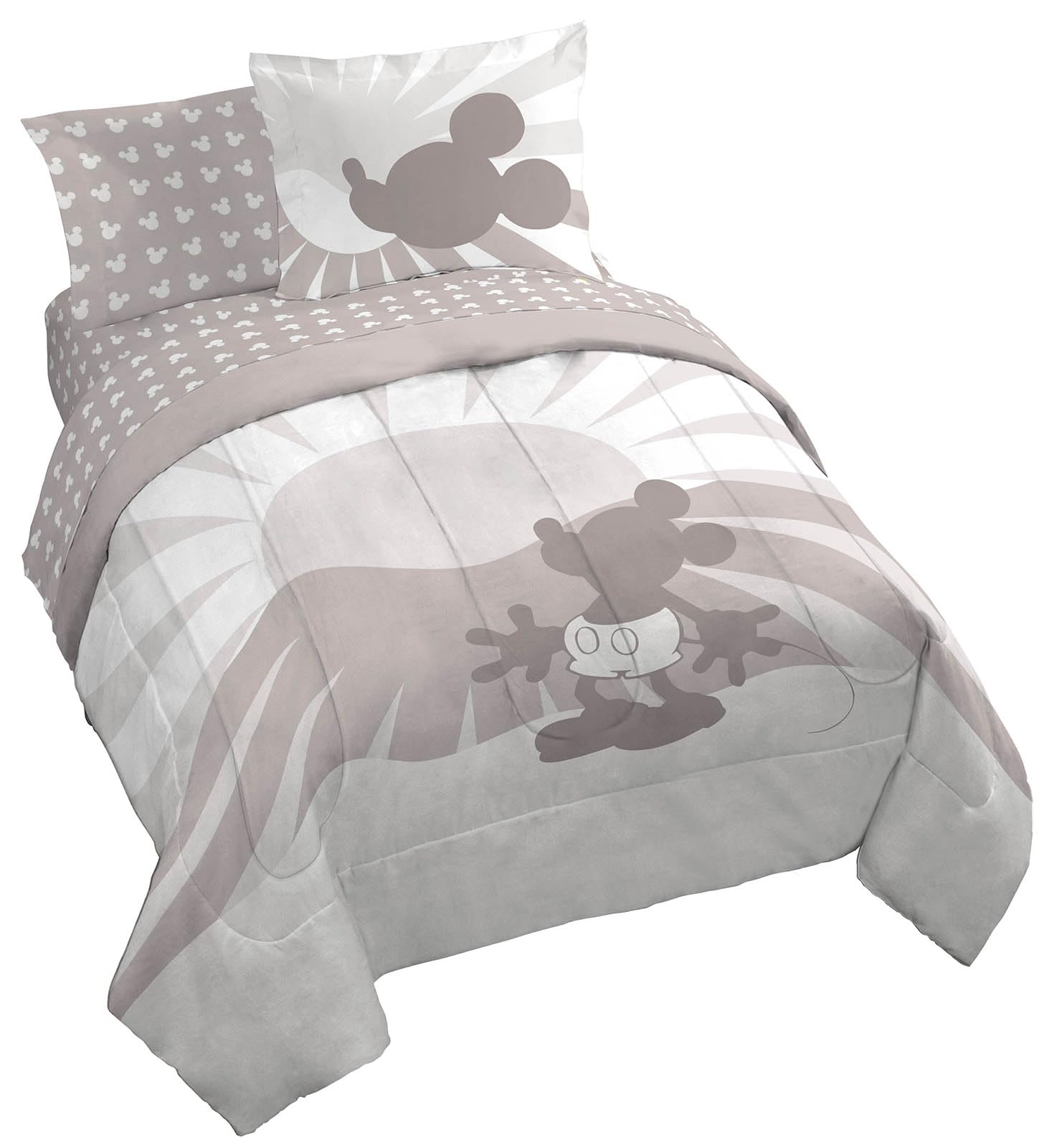 Jay Franco Disney Mickey Mouse Queen Size Comforter Set - 7 Piece Bedding Includes Sheet Set & Pillow Covers - Super Soft Cozy B