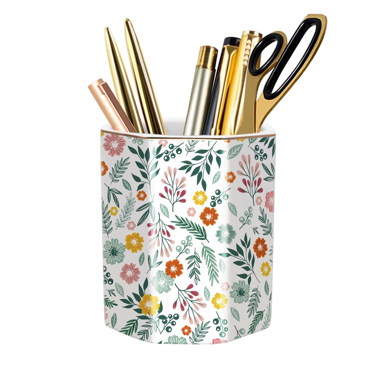 Waveyu Pen Holder For Desk, Ceramic Pencil Cup Cute Makeup Brush Holder, Desktop Supplies And Accessories For Students, Pen Penc