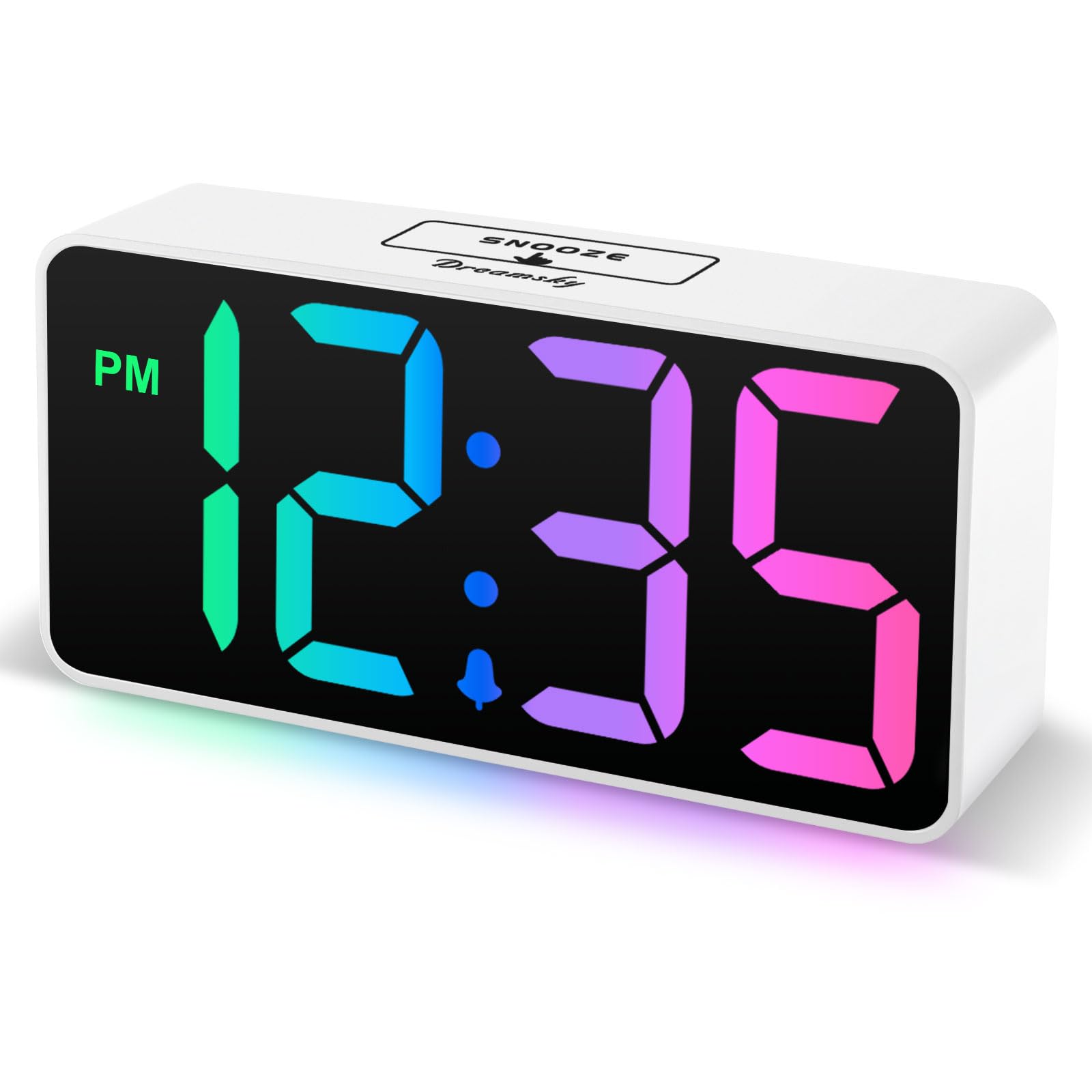 DreamSky Super Loud Alarm Clock for Heavy Sleepers - RGB Small Digital Clock for Kids Bedroom Bedside Nightstand, Electric Desk 