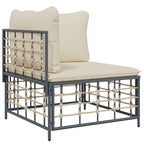 vidaXL 6 Piece Patio Lounge Set - Weather-Resistant Poly Rattan Garden Furniture with Cozy Cushions and Sturdy Tabletop in Anthracite Color