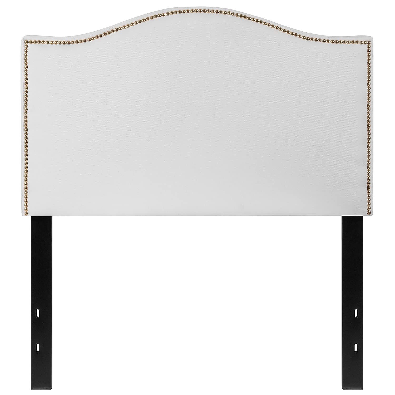 Flash Furniture Lexington Upholstered Twin Size Headboard With Accent Nail Trim In White Fabric