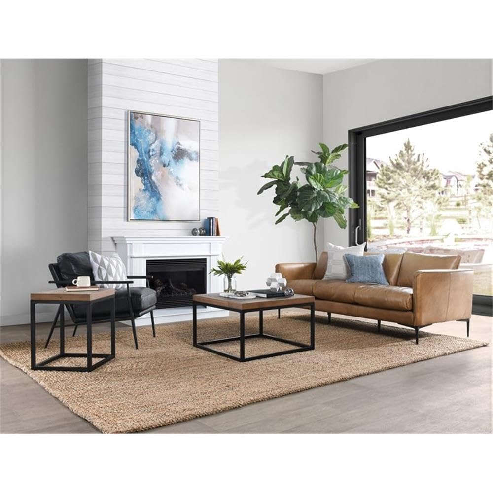 Kosas Home Chantel Square Solid Pine Wood Coffee Table In Brown/Black