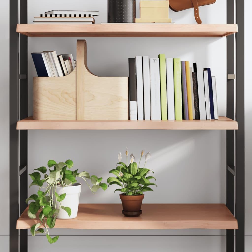 vidaXL Solid Oak Wood Wall Shelf with Live Edge - Light Brown, Handmade Home Storage Option, Versatile Use - 31.5"x15.7"x1.6"