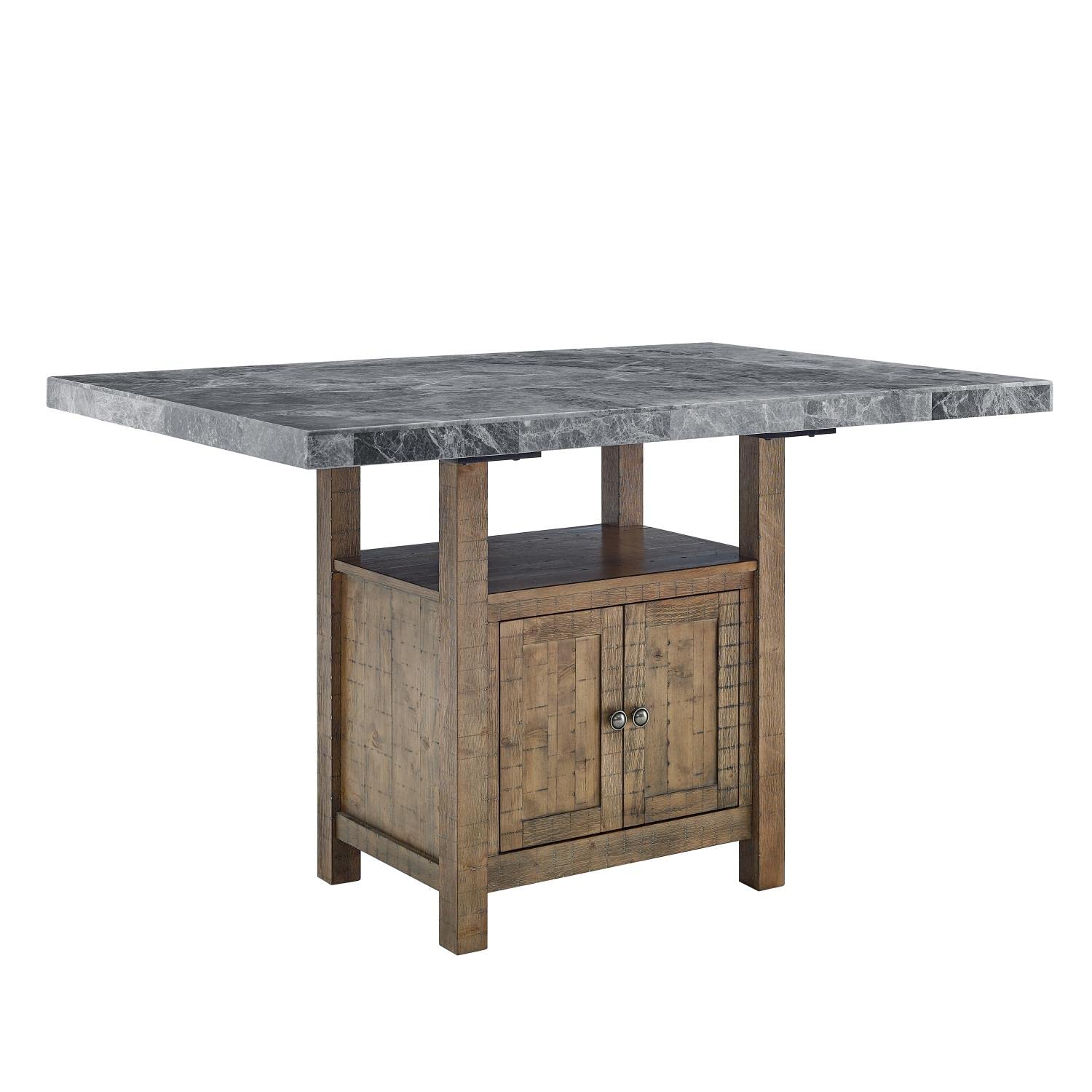 Steve Silver Furniture Grayson Gray Marble Counter Dining Table, 60-Inch Table, Seats up to 6 (Table Only), Dining Room, Kitchen, 60" L x 40" W x 36" H, Grey