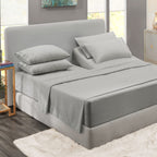 Clara Clark Flex Top King Sheets Hotel Luxury 6 Piece Microfiber Silver
