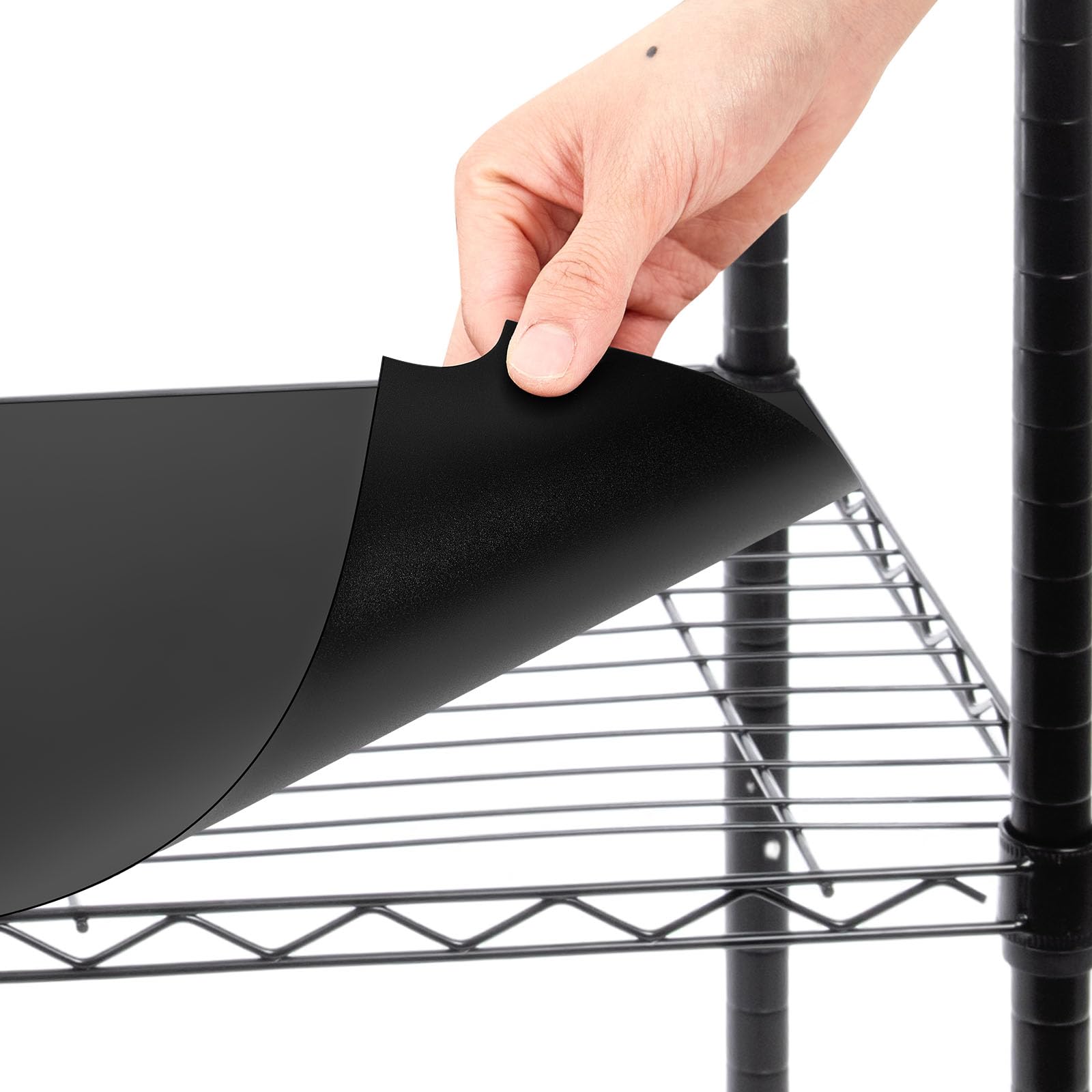 Sliner 8 Pack 14 x 24 Inch Wire Shelf Liner Black Plastic Waterproof Liners for Organizing Metal Rack Shelves, Kitchen Cabinets,