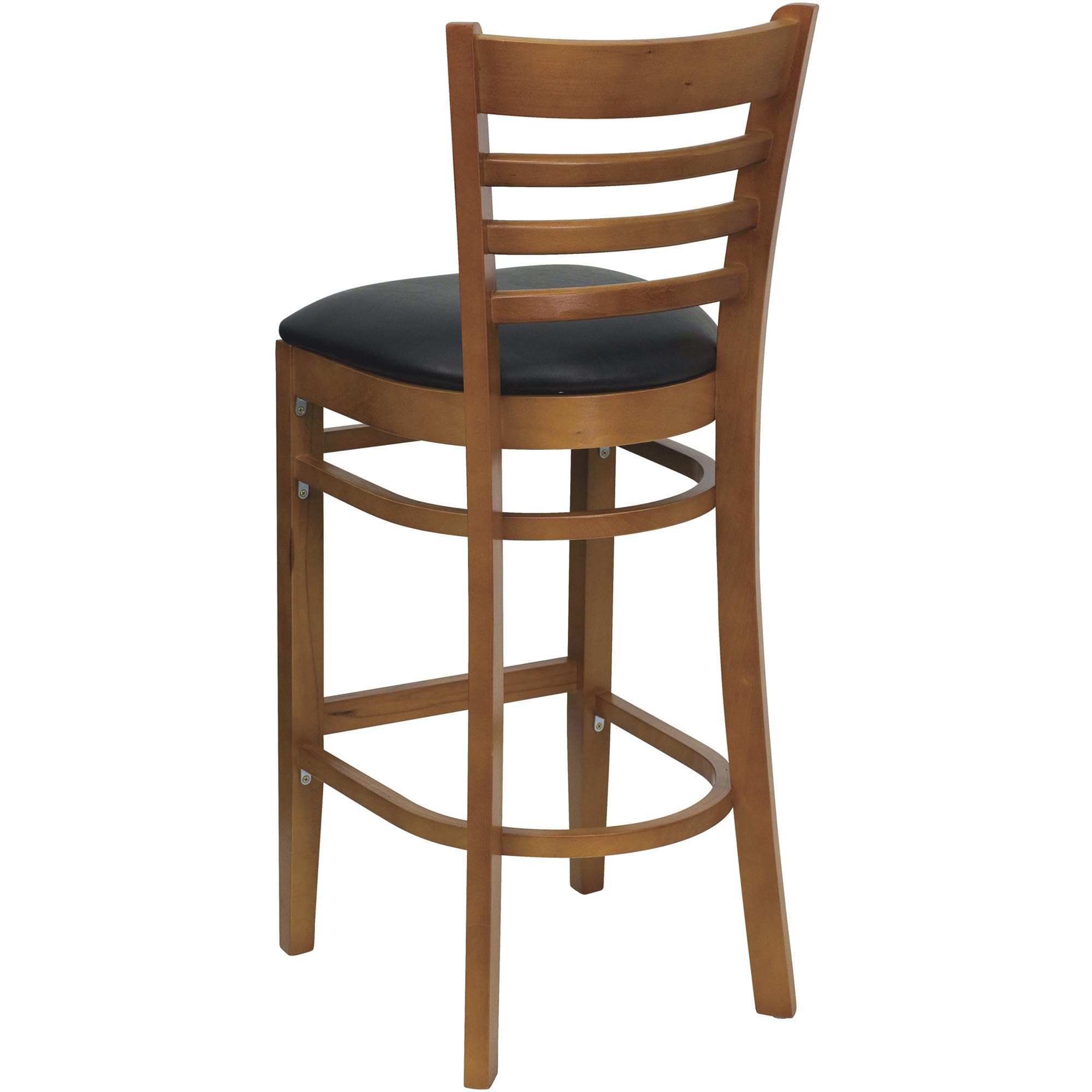 Flash Furniture HERCULES Series Ladder Back Cherry Wood Restaurant Barstool - Black Vinyl Seat
