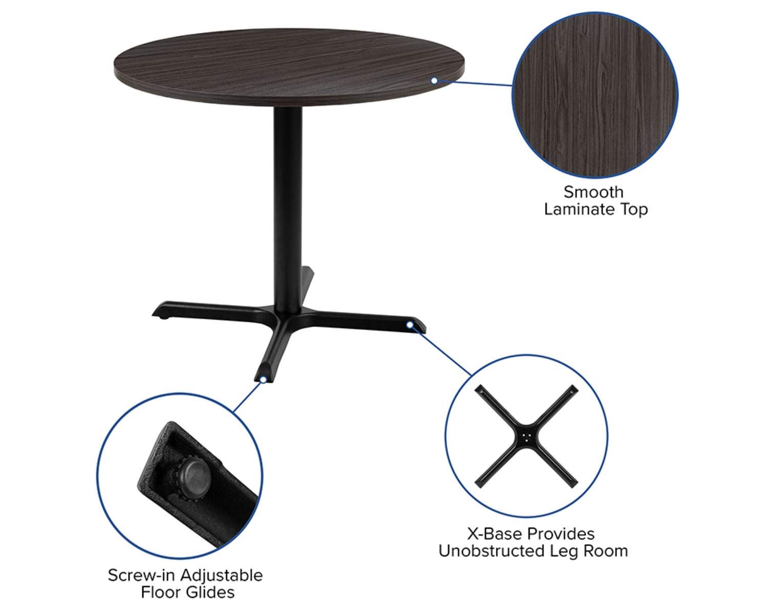 Flash Furniture Chapman 36" Round Multipurpose Conference Table, Business Meeting Table for Office and Conference Rooms, Rustic Gray