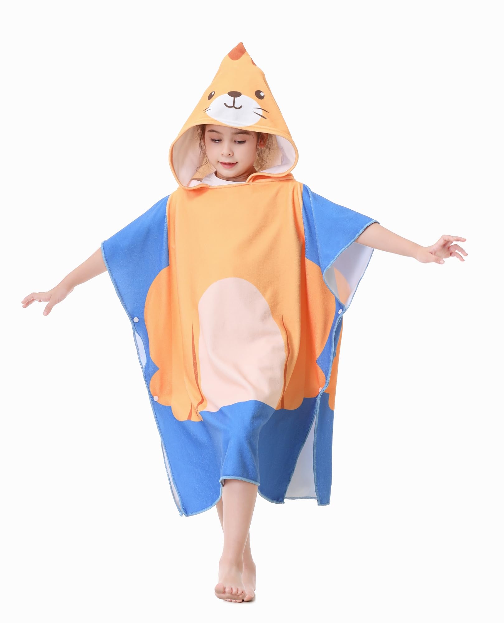 Athaelay Kids Hooded Beach Bath Pool Towel Wearable for Age 3 4 5 6 7 10 Years Children with Bag