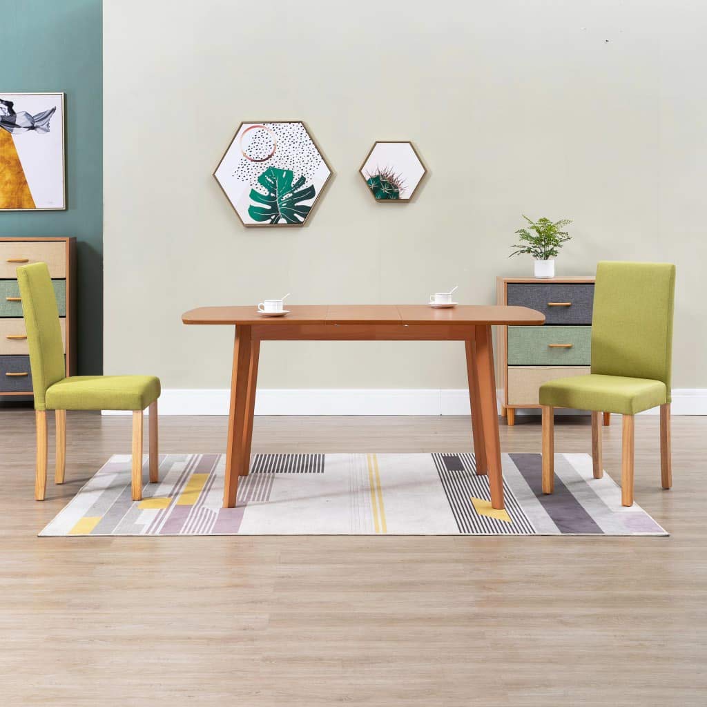 vidaXL Dining Chairs - Elegant Fabric Upholstery in Green, Solid Wooden Legs, Pack of 2