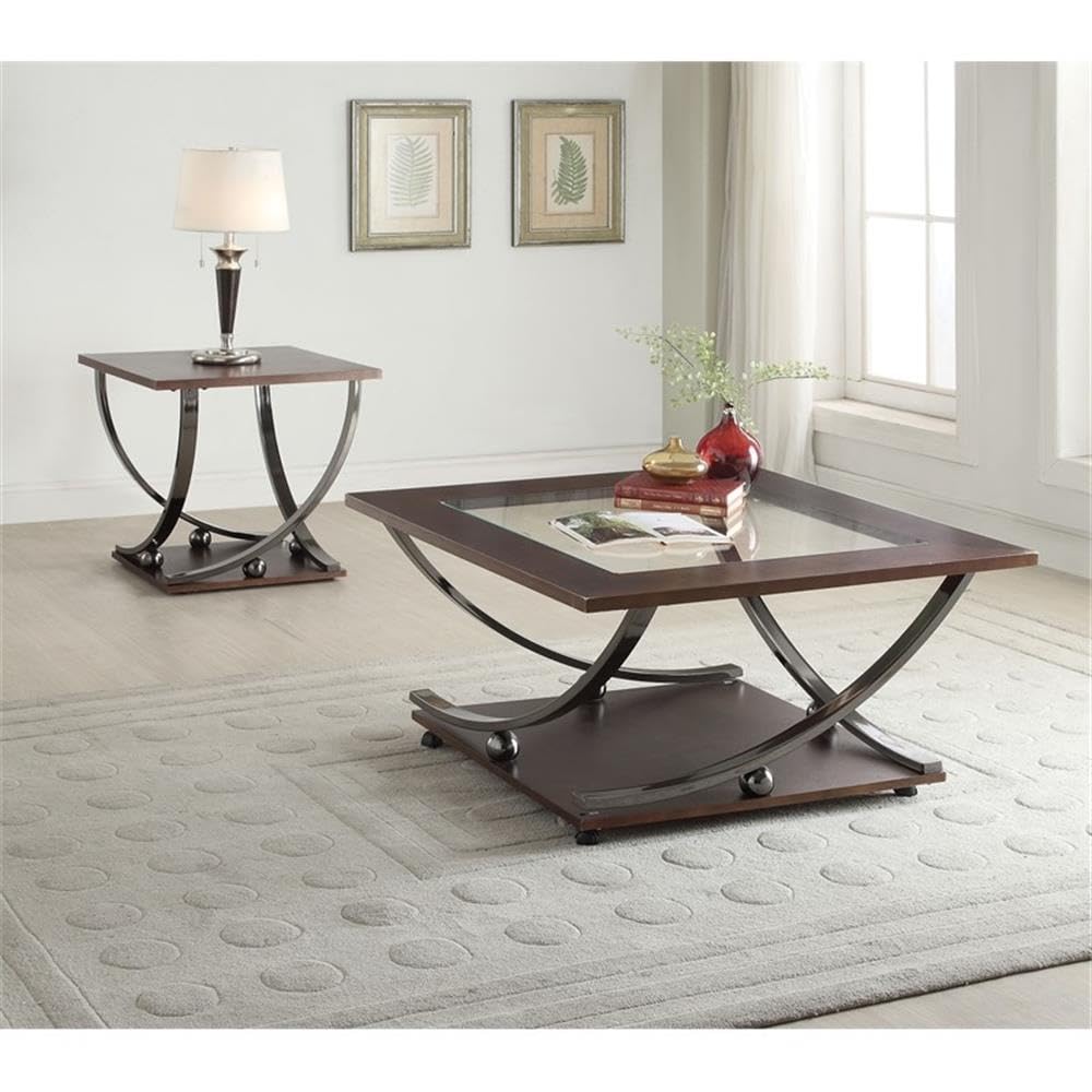 Acme Isiah Square Metal End Table In Black