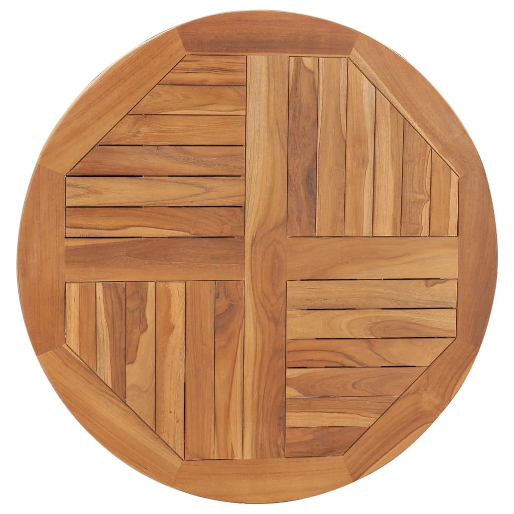 vidaXL 31.5 Round Solid Teak Wood Table Top - Weather-Resistant Dining Surface, Brown, Smooth Finish for Home or Commercial Use