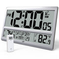 LFF Atomic Clock 4.5 Numbers, Atomic Wall Clock with Indoor & Outdoor Temperature,Never Needs Setting, Battery Operated, Date, T