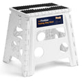 Flottian 13' Folding Step Stool For Adults And Kids Holds Up To 300 Lbs,Non-Slip Folding Stools With Handle, Compact Plastic Foldable Step Stool For Bathroom,Bedroom, Kitchen White,1Pc
