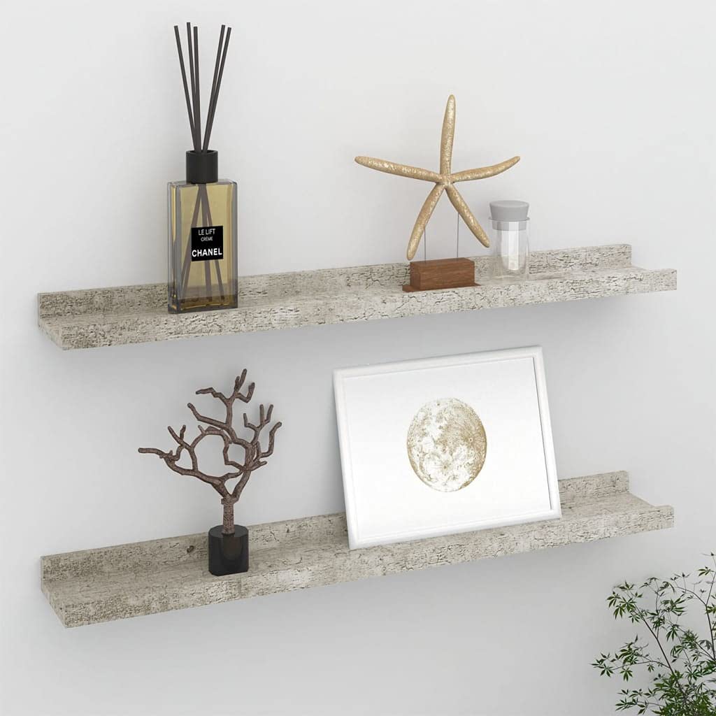 Wall Shelves -SKM Wall Shelves 2 pcs Concrete Gray 23.6"x3.5"x1.2"