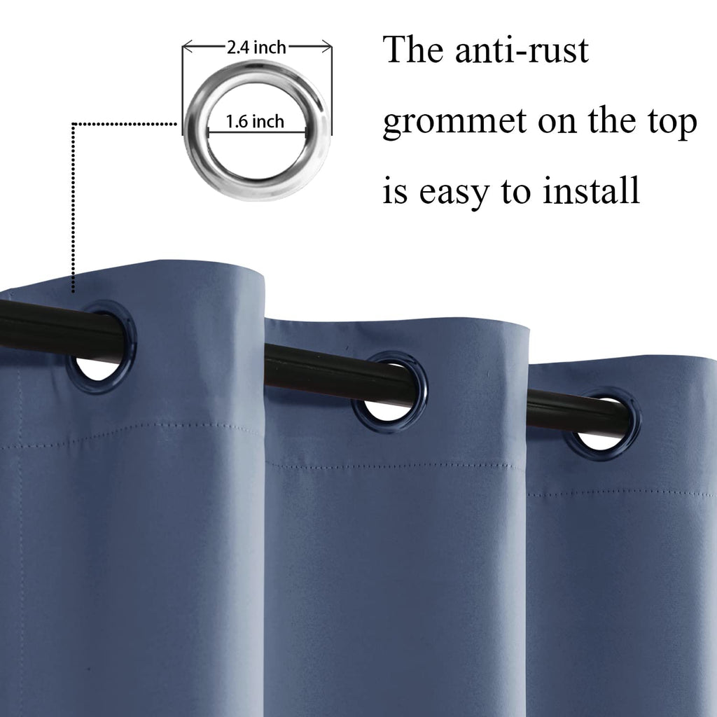 Jiuzhen Blackout Curtains With Tiebacks - Thermal Insulated, Light Blocking And Noise Reducing Grommet Curtain Drapes For Bedroom And Living Room, Set Of 2 Panels, 38 X 45 Inch Length, Dusty Blue
