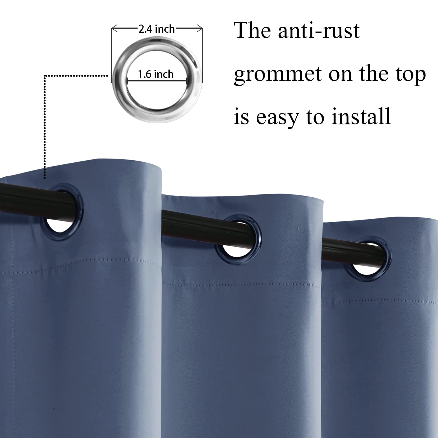 Jiuzhen Dusty Blue Blackout Curtains For Bedroom, Light Blocking And Noise Reducing Grommet Curtains For Living Room Darkening Curtains, Set Of 2 Window Curtain Panels, 38 X 72 Inch Length