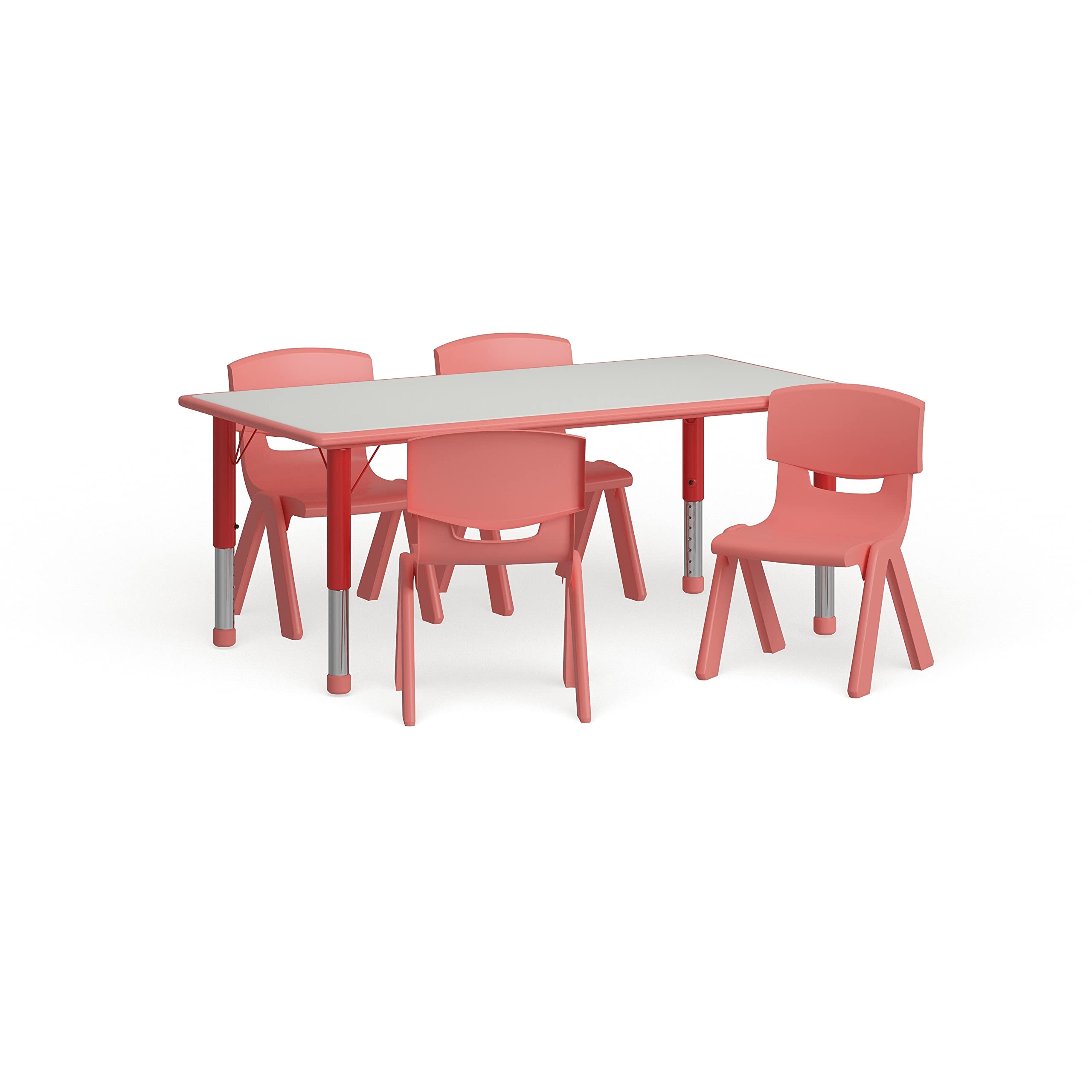 Flash Furniture Emmy 23.625''W x 47.25''L Rectangular Green Plastic Height Adjustable Activity Table Set with 4 Chairs