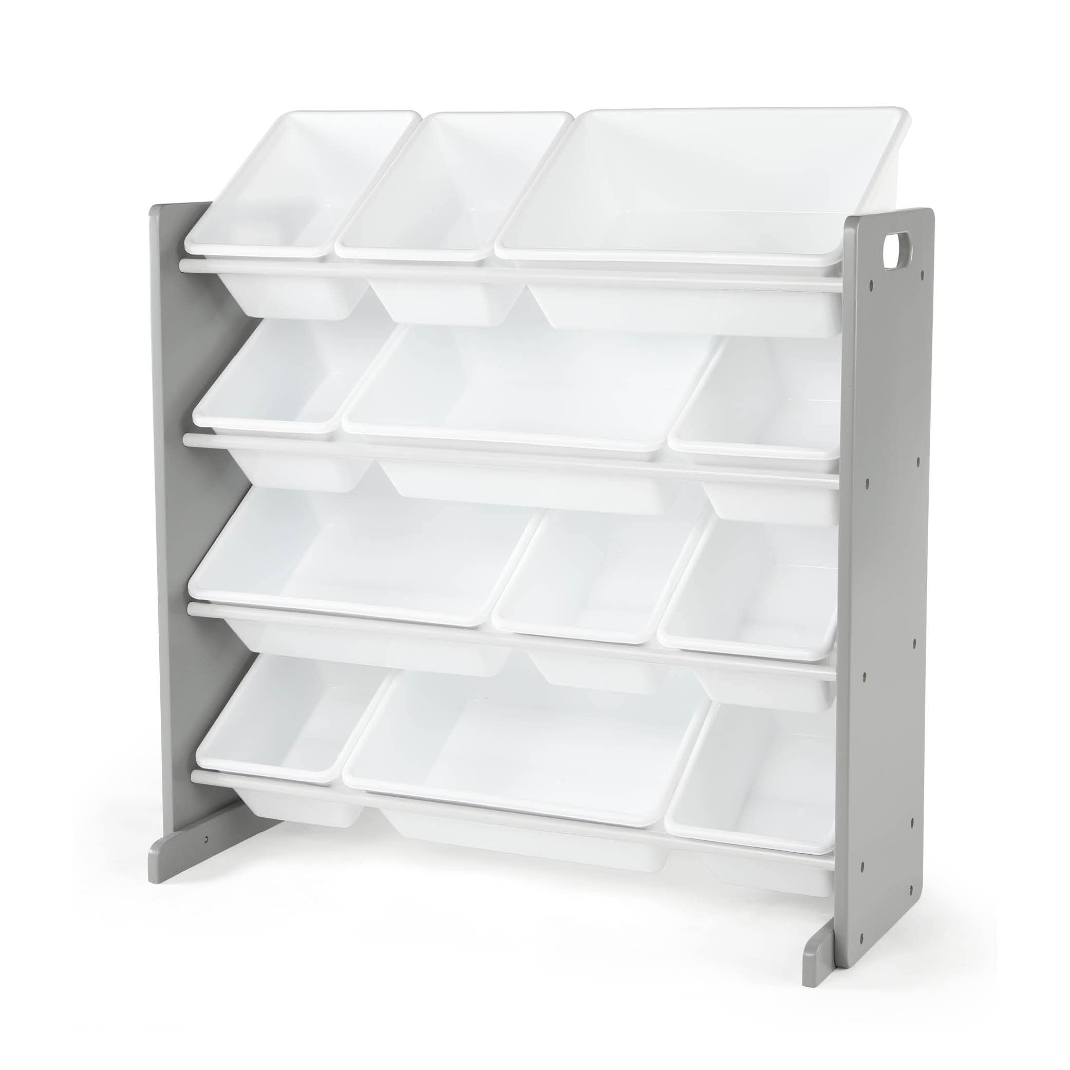 Humble Crew, Grey/White Kids Toy Organizer With 12 Storage Bins, Toddler