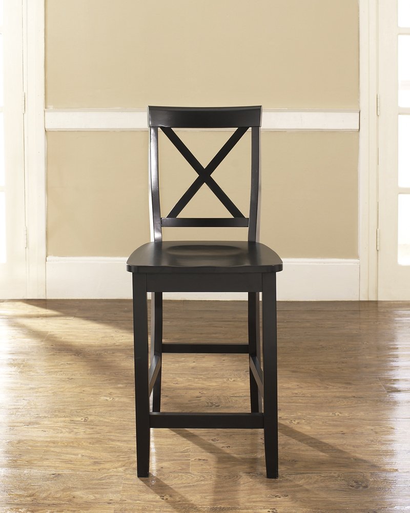 Crosley Furniture 3-Piece Bar Table with 2 X Back Counter Height Stools, Black