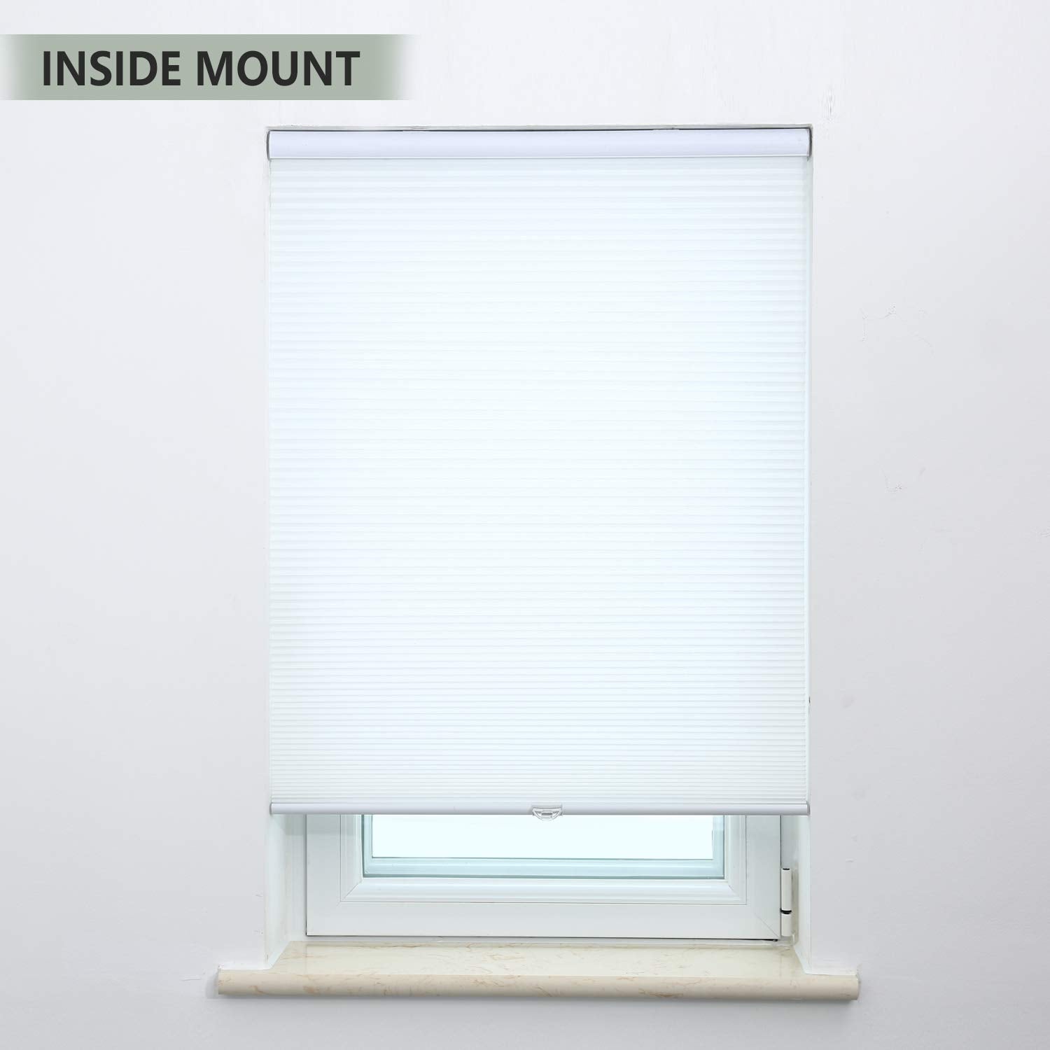 Cellular Blinds Cordless Shades For Windows Single Cell Shade - Provide Privacy And Filters Light - 24'' W X 64'' H, White(Light