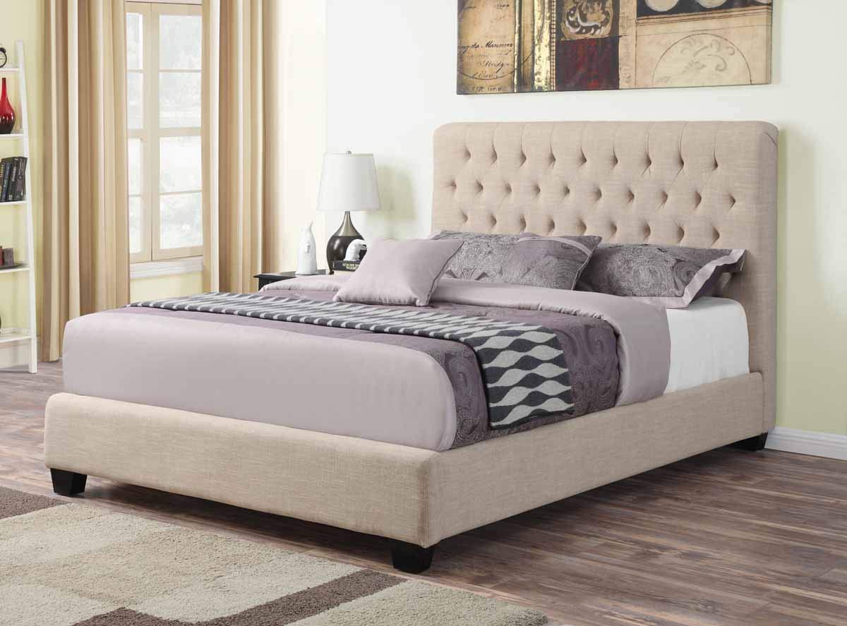 Coaster Home Furnishings 300007F Upholstered Bed, Oatmeal