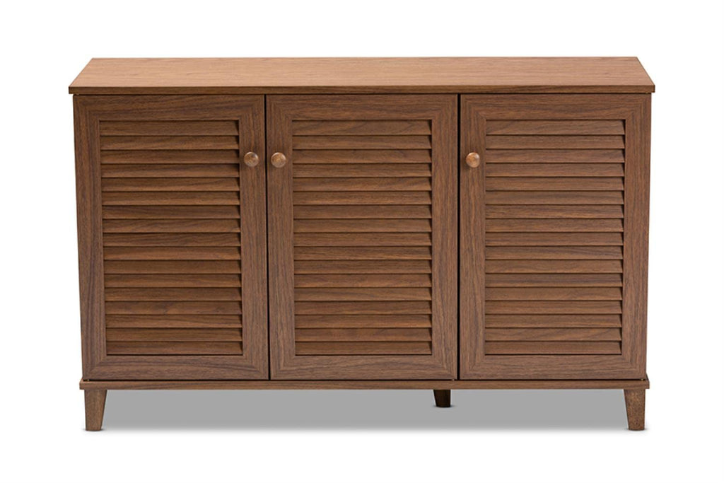 Baxton Studio Coolidge Contemporary Wood 8-Shelf Shoe Cabinet In Walnut Brown