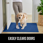 Gorilla Grip Dirt Grabber Mesh Door Mat, Low-Profile, Stain And Fade Resistant Heavy Duty Quick Dry Striped Doormat, Mats For Indoor Outdoor Entry, Shoe Scraper, Garage Entrance Mat, 47X35, Blue