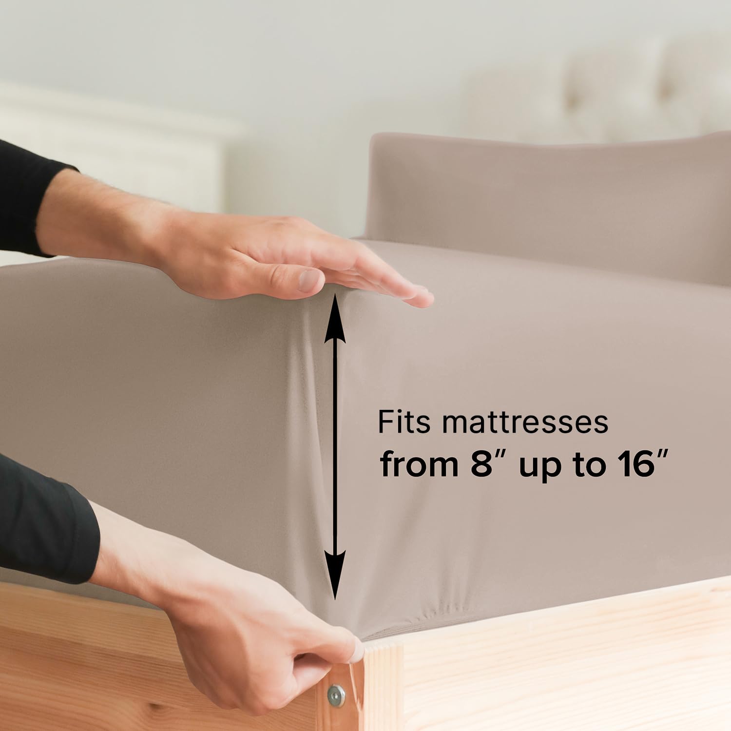 Twin Xl Size Fitted Bed Sheet - Hotel Luxury Single Fitted Bottom Sheet Only - Fits Mattress Between 8 To 16 Inches - Deep Pockets, Extra Soft And Wrinkle Free - Easy-Fit, Breathable & Cooling - Wheat