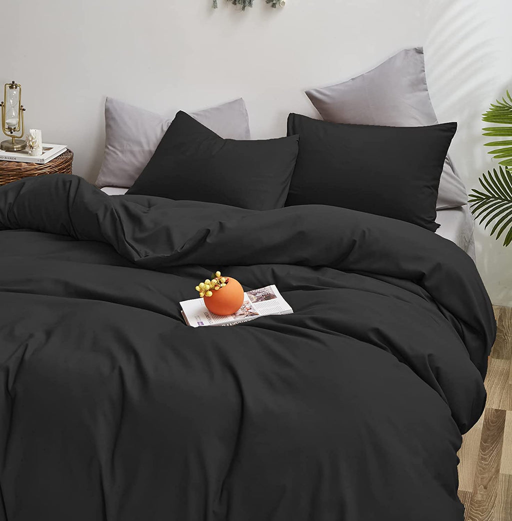 Houseri Black King Comforter Set – Solid All-Black Bedding for Men & Women