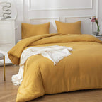 Clothknow Mustard Yellow Comforter Set California King 3Pcs Dark Yellow Bedding Comforter Sets Turmeric Comforter Soft Yellow Co