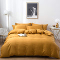 CLOTHKNOW Mustard Yellow Full Size Comforter Set 3Pcs Dark Yellow Bedding Comforter Sets Turmeric Comforter Soft Yellow Comforte