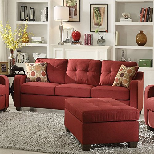 Acme Cleavon II Linen Tufted Sofa AC-53560 Red