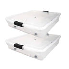 HOMZ Large 56 Quart Full/Queen Stackable Underbed Storage Bin, Clear Plastic Container with Rolling Wheels for Under Bed Use, 2 
