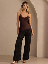[Brown] SilkSilky  Spaghetti Strap V Neck Camisole Top 007