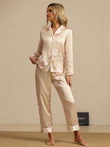 [Champagne] SilkSilky  Long Sleeve Lapel Collar Women's Pajamas 007