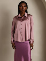 [Pale Mauve] SilkSilky  Long Sleeve Lapel Collar Women's Shirts 003