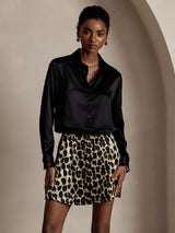 [Black] SilkSilky  Long Sleeve Lapel Collar Women's Shirts 004