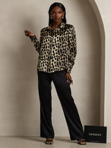 [Leopard] SilkSilky  Long Sleeve Lapel Collar Women's Shirts 006