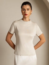 [Gray] SilkSilky  Short Sleeve Women's T-Shirt 001