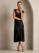 [Black] SilkSilky  Cap Sleeve Dress 004