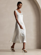 [White] SilkSilky  Cap Sleeve Dress 004