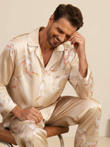 [Champagne] SilkSilky  Long Sleeve Lapel Collar Men's Pajamas 006