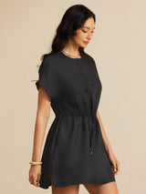 [Black] SilkSilky  Cap Sleeve Dress 004