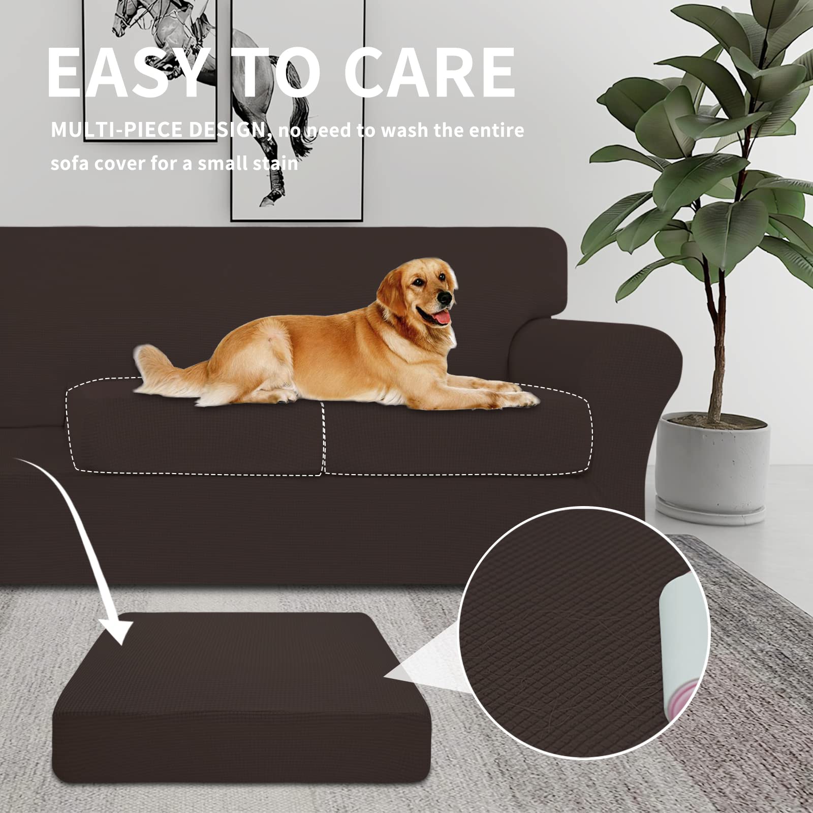 Easy-Going Oversized Chair Cover for Dogs, Stretch Jacquard Fabric, Chocolate, Small-XL, Furniture Protector