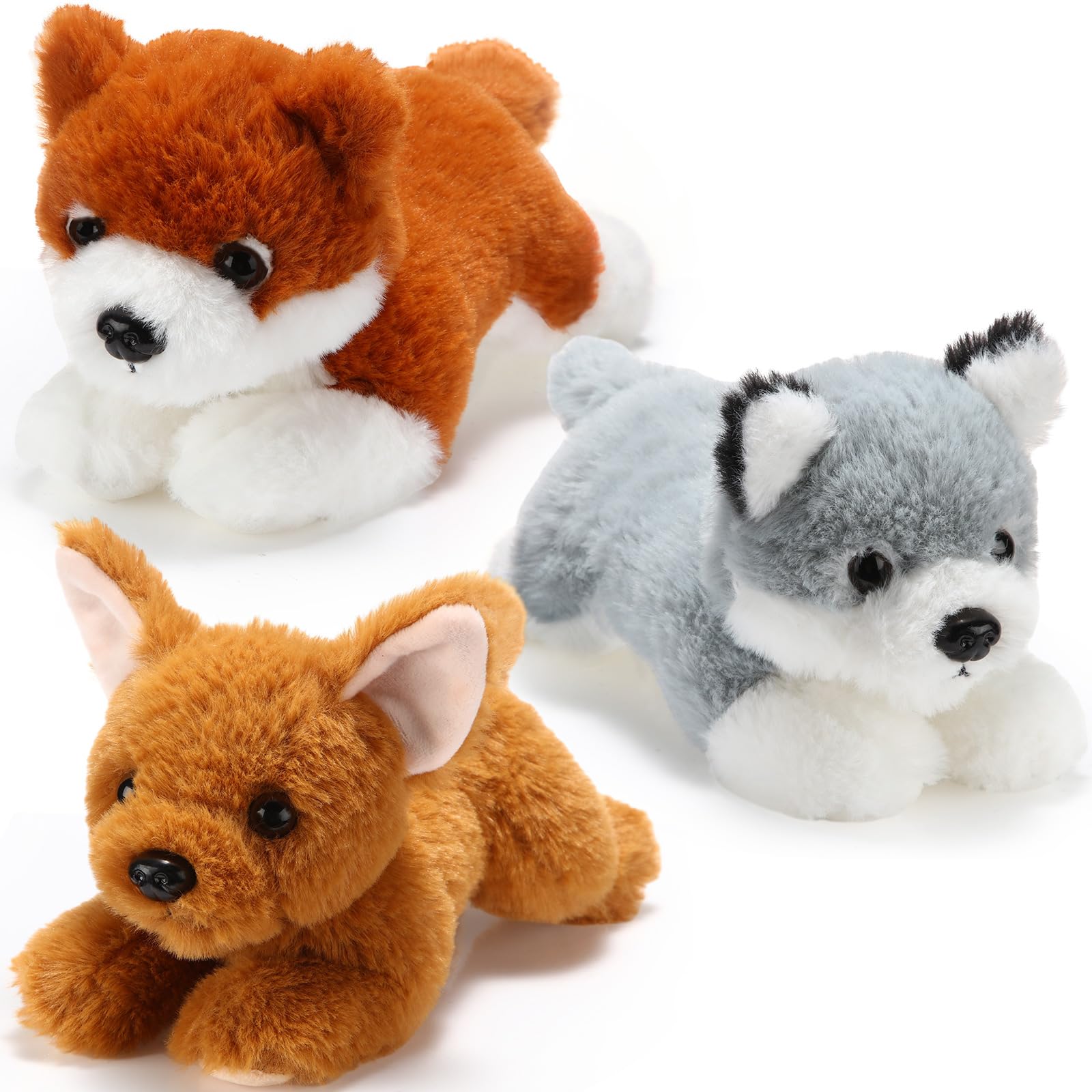 Skylety 3 Pcs 7.87 Inches Dog Stuffed Animal Plush Dog Soft Plush Pet Pillow Toy Fluffy Puppy Set For Puppy Party Favor Birthday
