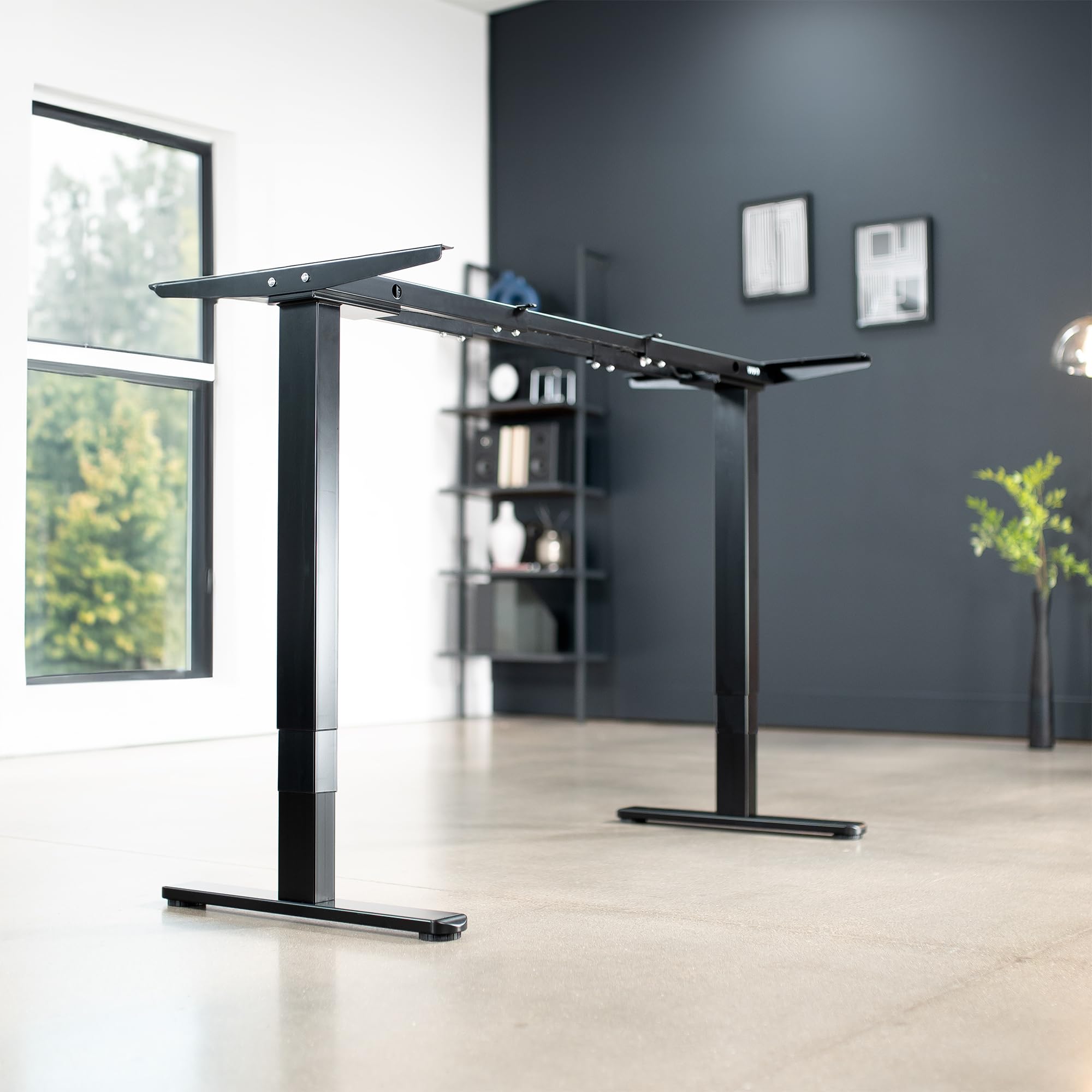 Vivo Electric Dual Motor Stand Up Desk Frame For 40 To 85 Inch Table Tops, Frame Only, 3 Stage Height Adjustable Diy Workstation With Memory Controller, Black, Desk-V103E