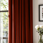 Lazzzy Orange Velvet Curtains Room Darkening Thermal Insulated Curtains 108 Inch Length Window Drapes For Bedroom Living Room Super Soft Luxury Grommetwindow Treatment 2 Panels, Rust Red